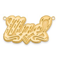 10K Yellow Gold 3D Diamond-cut Heart Name Plate view 2