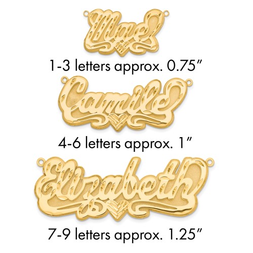10K Yellow Gold 3D Diamond-cut Heart Name Plate