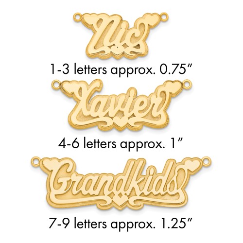 10K Yellow Gold 3D Polished Hearts Name Plate