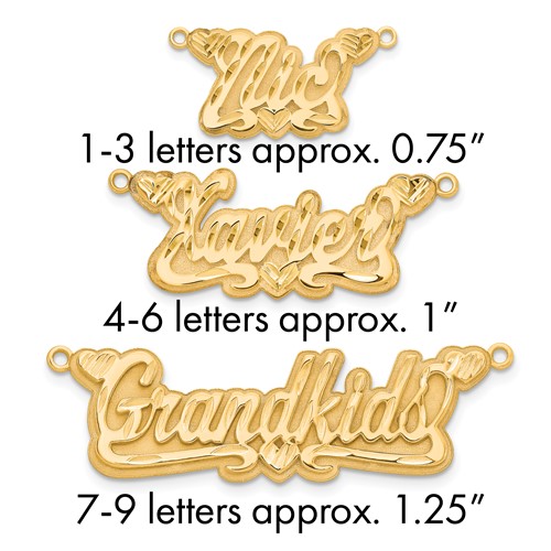 10K Yellow Gold 3D Diamond-cut Hearts Name Plate