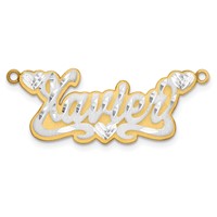 10K 3D Two-tone Satin Diamond-cut Name Plate view 3