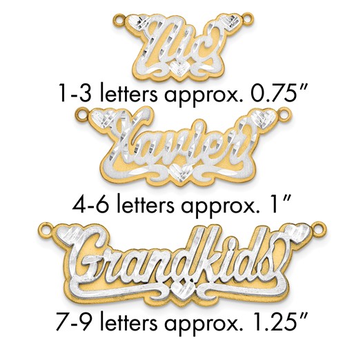 10K 3D Two-tone Satin Diamond-cut Name Plate
