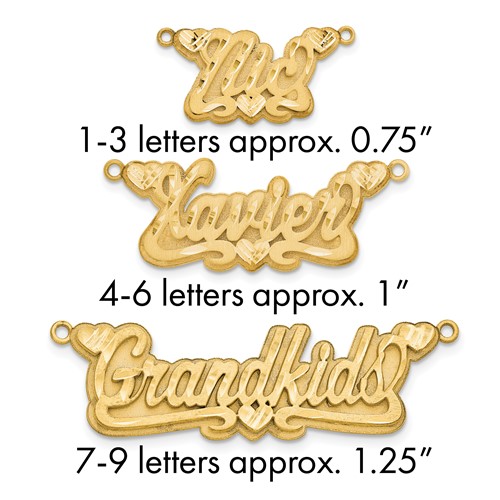 10K Yellow Gold 3D Satin Diamond-cut Hearts Name Plate