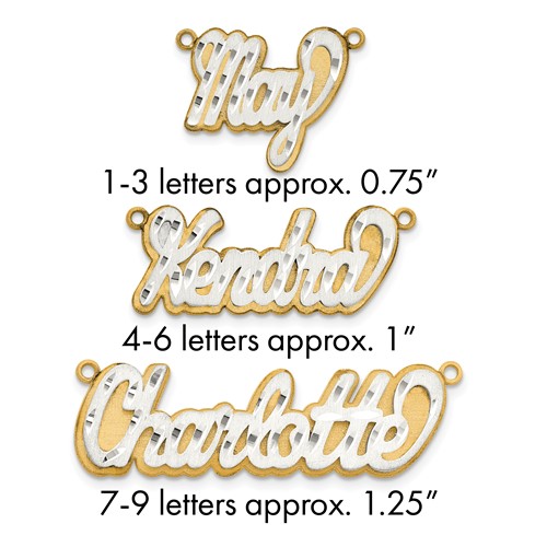 10K 3D Two-tone Satin Diamond-cut Name Plate