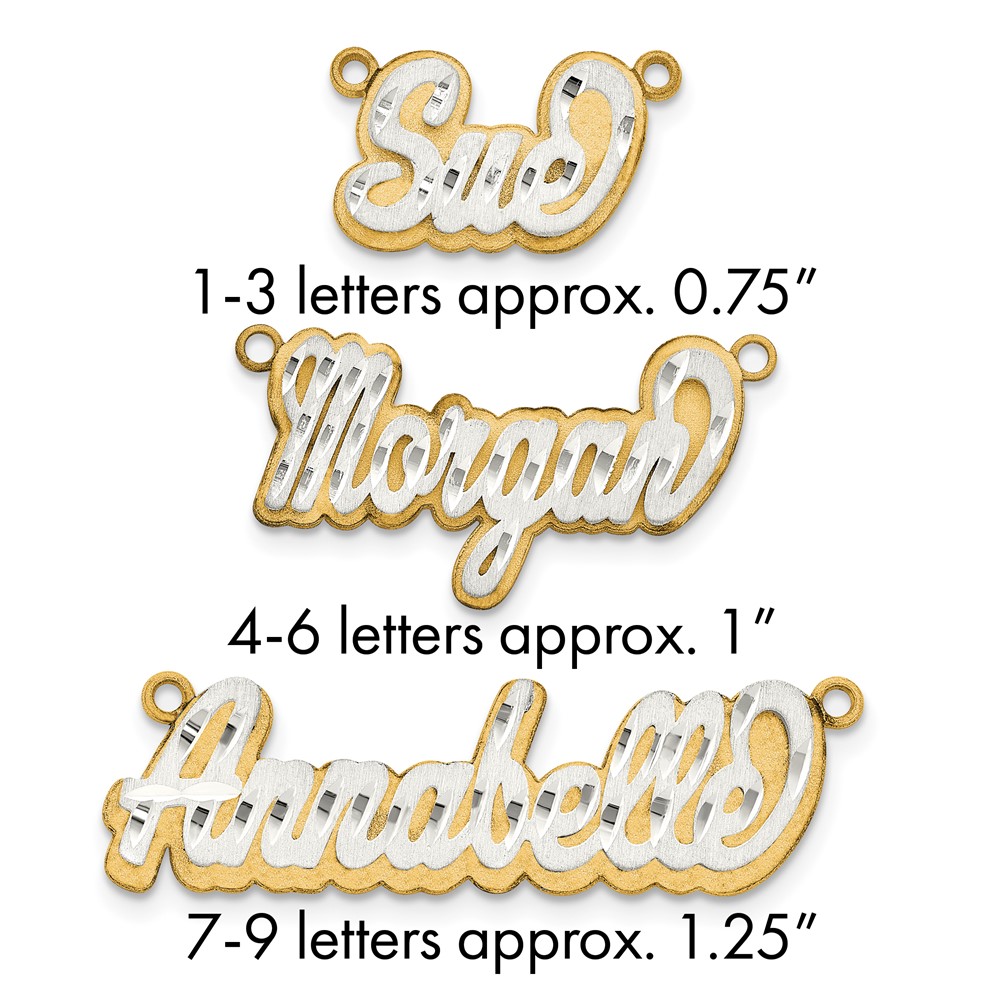 10K 3D Two-tone Satin Diamond-cut Name Plate
