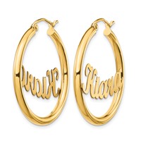 10K Yellow Gold Name Plate Hoop Earrings view 2