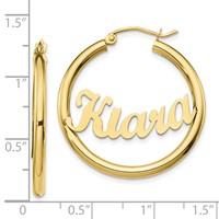 10K Yellow Gold Name Plate Hoop Earrings view 3