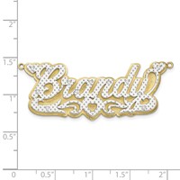 10K Yellow Gold and Rhodium 3D Diamond with Heart Name Plate view 2
