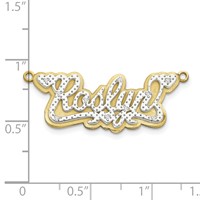 10K Yellow Gold and Rhodium 3D Diamond Name Plate view 2