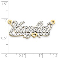 10K Yellow Gold and Rhodium 3D Diamond Name Plate view 2