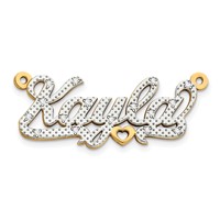10K Yellow Gold and Rhodium 3D Diamond Name Plate view 1
