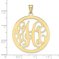 10K Yellow Gold Large Round Monogram Pendant view 2