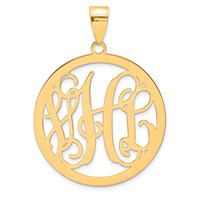 10K Yellow Gold Large Round Monogram Pendant view 1