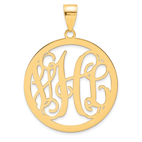 10K Yellow Gold Large Round Monogram Pendant