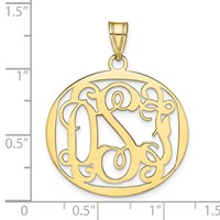 10K Yellow Gold Round Monogram Pendant view 2