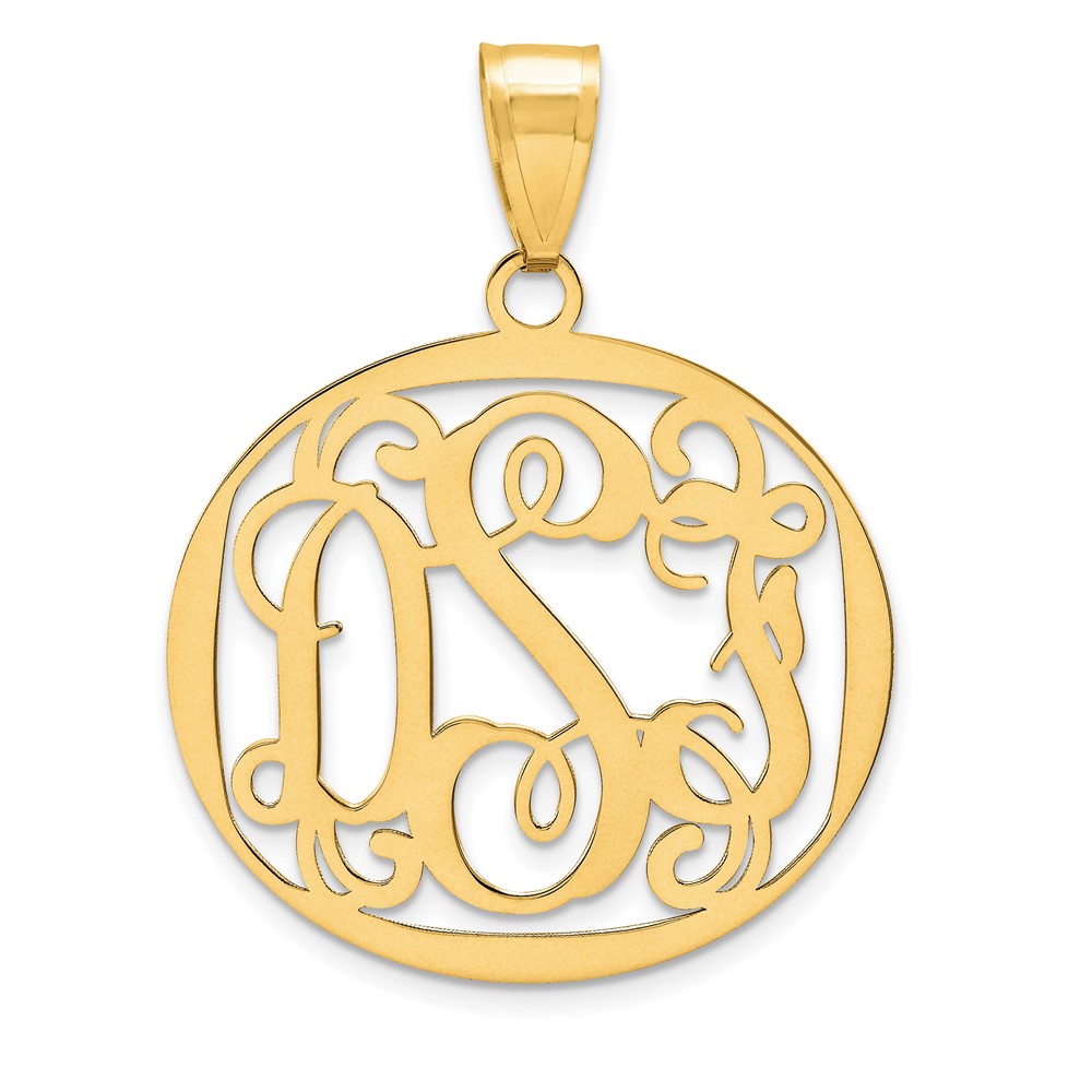 10K Yellow Gold Round Monogram Pendant