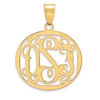 10K Yellow Gold Round Monogram Pendant view 1