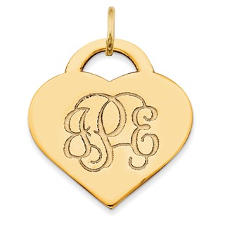 Script Designer Heart Monogram Pendants