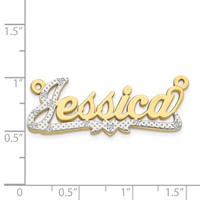 10K Yellow Gold and Rhodium 3D Diamond Name Plate view 2