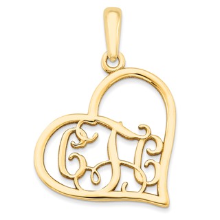 Script Tilted Heart Monogram Pendants