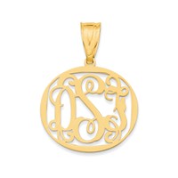 10K Yellow Gold Small Round Monogram Pendant view 1