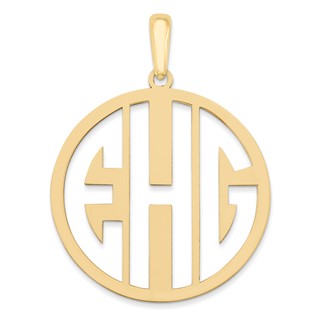 Block Circle Cut-out Letters Monogram Pendants
