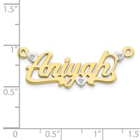 10K Yellow Gold and Rhodium 3D Diamond with Hearts Name Plate view 2