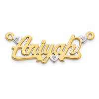 10K Yellow Gold and Rhodium 3D Diamond with Hearts Name Plate view 1