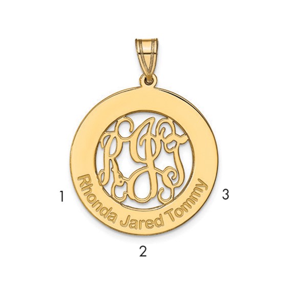 Laser High Polished Monogram & Letters Pendant