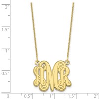 10K Yellow Gold Etched Monogram Necklace view 3