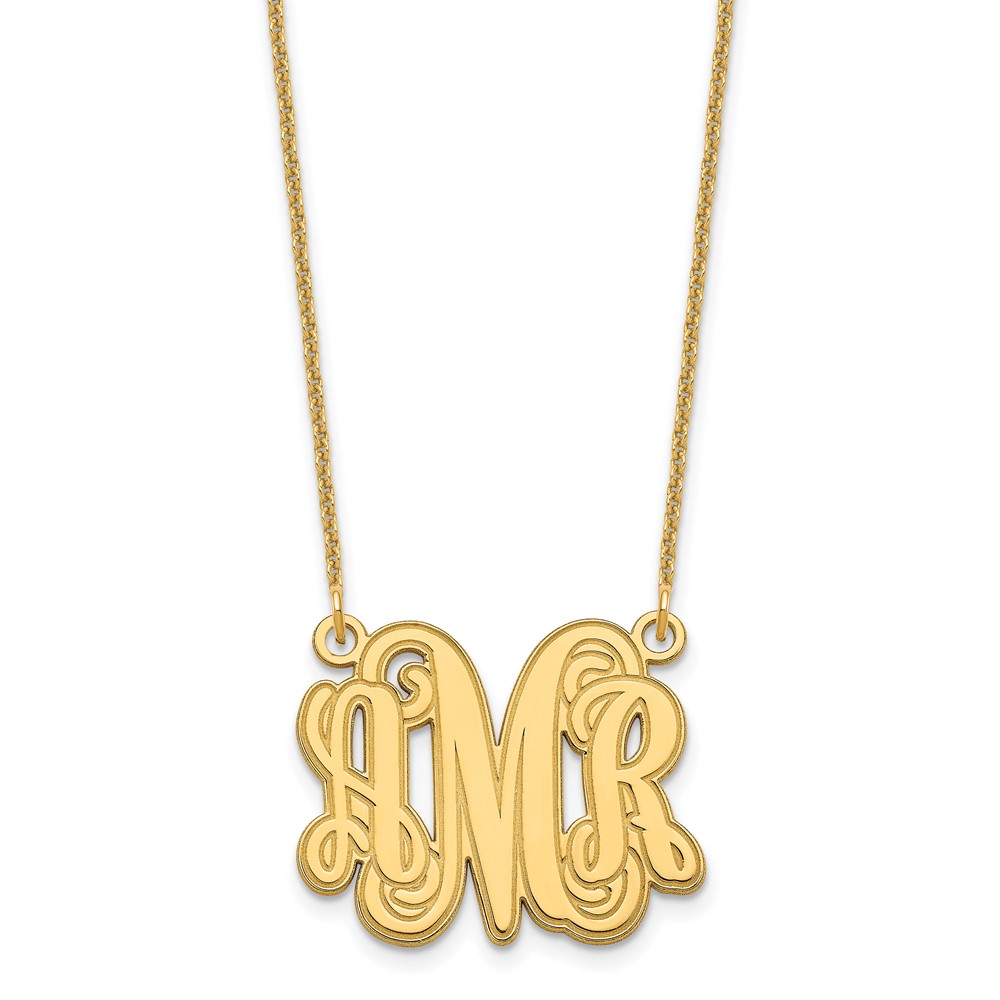 10K Yellow Gold Etched Monogram Necklace