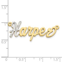 10K Yellow Gold and Rhodium 3D Diamond Name Plate view 2