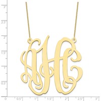 10K Yellow Gold Large Monogram Necklace view 3