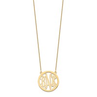 10K Yellow Gold Round Monogram Necklace view 2