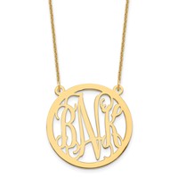 10K Yellow Gold Round Monogram Necklace view 1