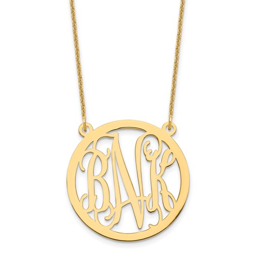 10K Yellow Gold Round Monogram Necklace