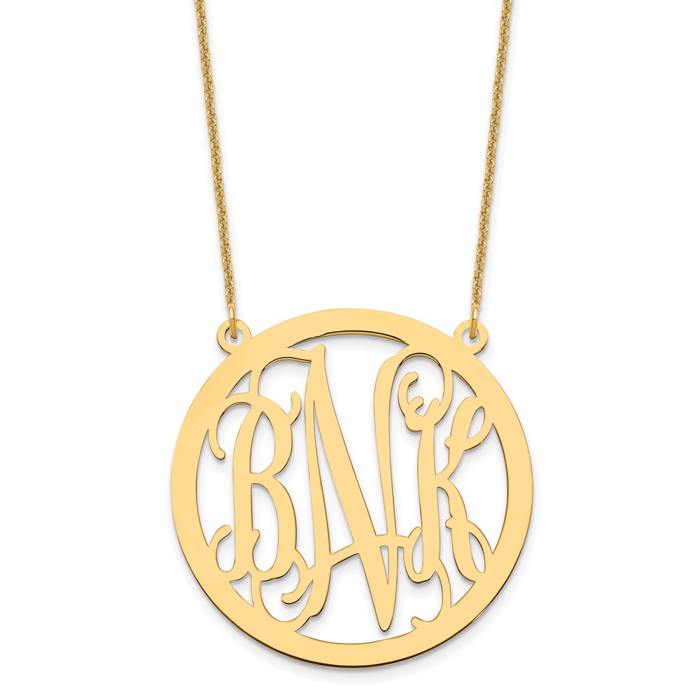 10K Yellow Gold Large Round Monogram Necklace