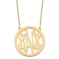 10K Yellow Gold Large Round Monogram Necklace view 1