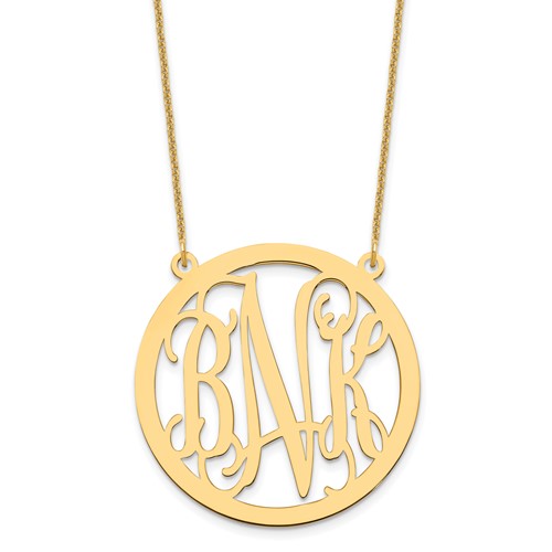 10K Yellow Gold Large Round Monogram Necklace