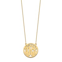10K Yellow Gold Etched Round Monogram Necklace view 2