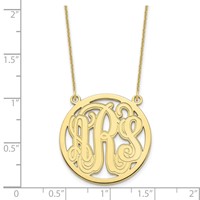 10K Yellow Gold Etched Round Monogram Necklace view 3