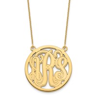10K Yellow Gold Etched Round Monogram Necklace view 1
