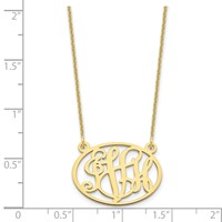 10K Yellow Gold Oval Monogram Necklace view 3