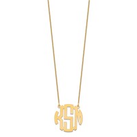 10K Yellow Gold Small Round Monogram Necklace view 2