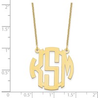 10K Yellow Gold Small Round Monogram Necklace view 3
