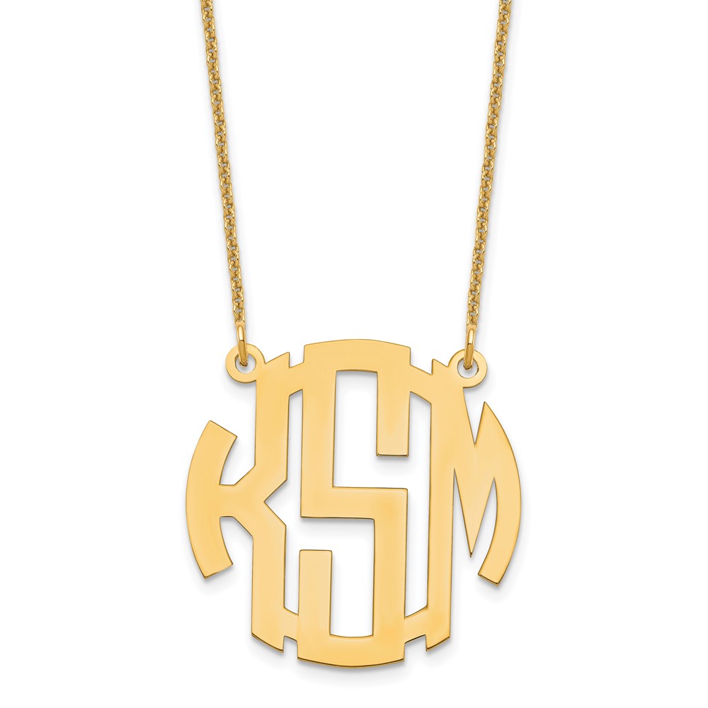 10K Yellow Gold Small Round Monogram Necklace