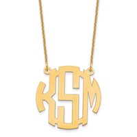 10K Yellow Gold Small Round Monogram Necklace view 1