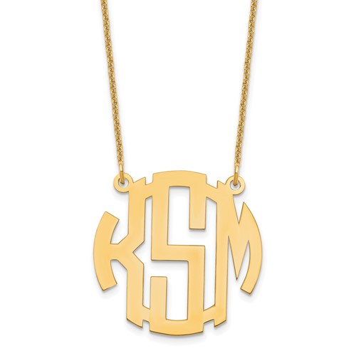 10K Yellow Gold Small Round Monogram Necklace