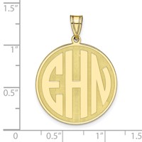 10K Yellow Gold Round Block Letter Monogram Pendant view 2