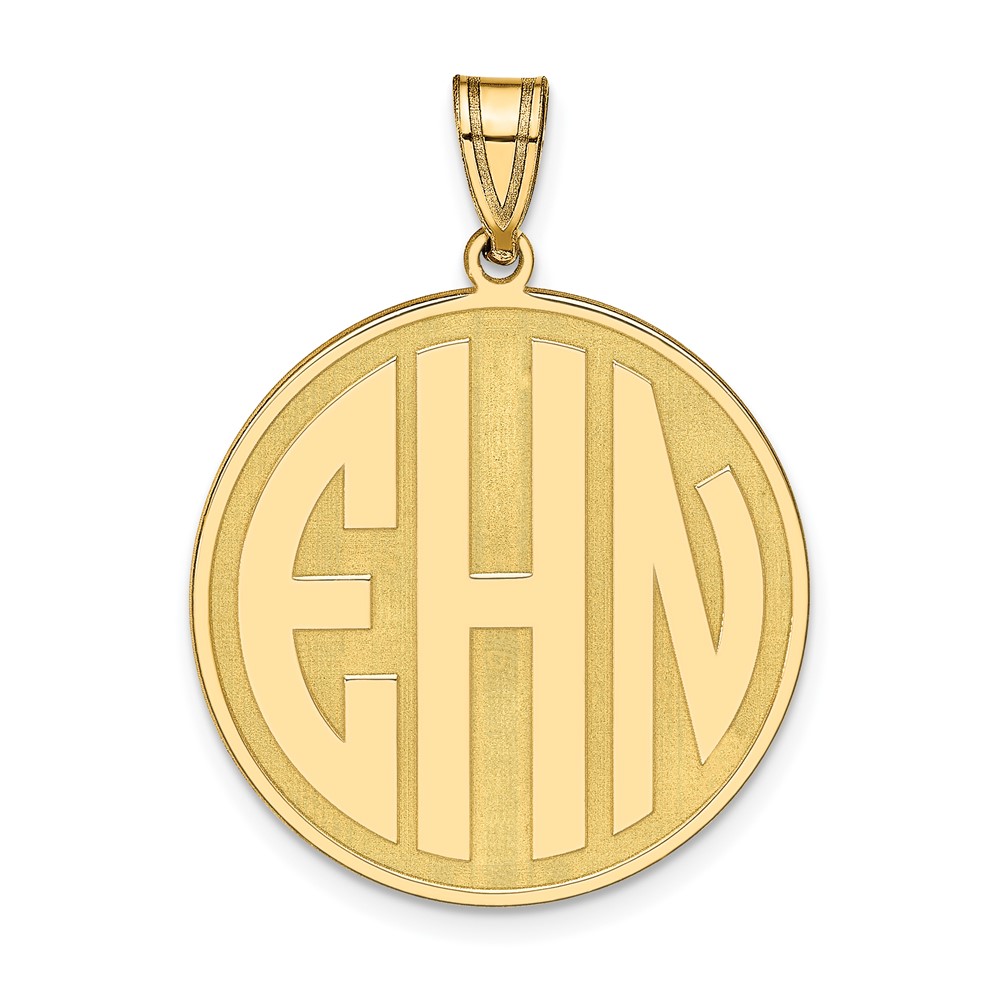 10K Yellow Gold Round Block Letter Monogram Pendant